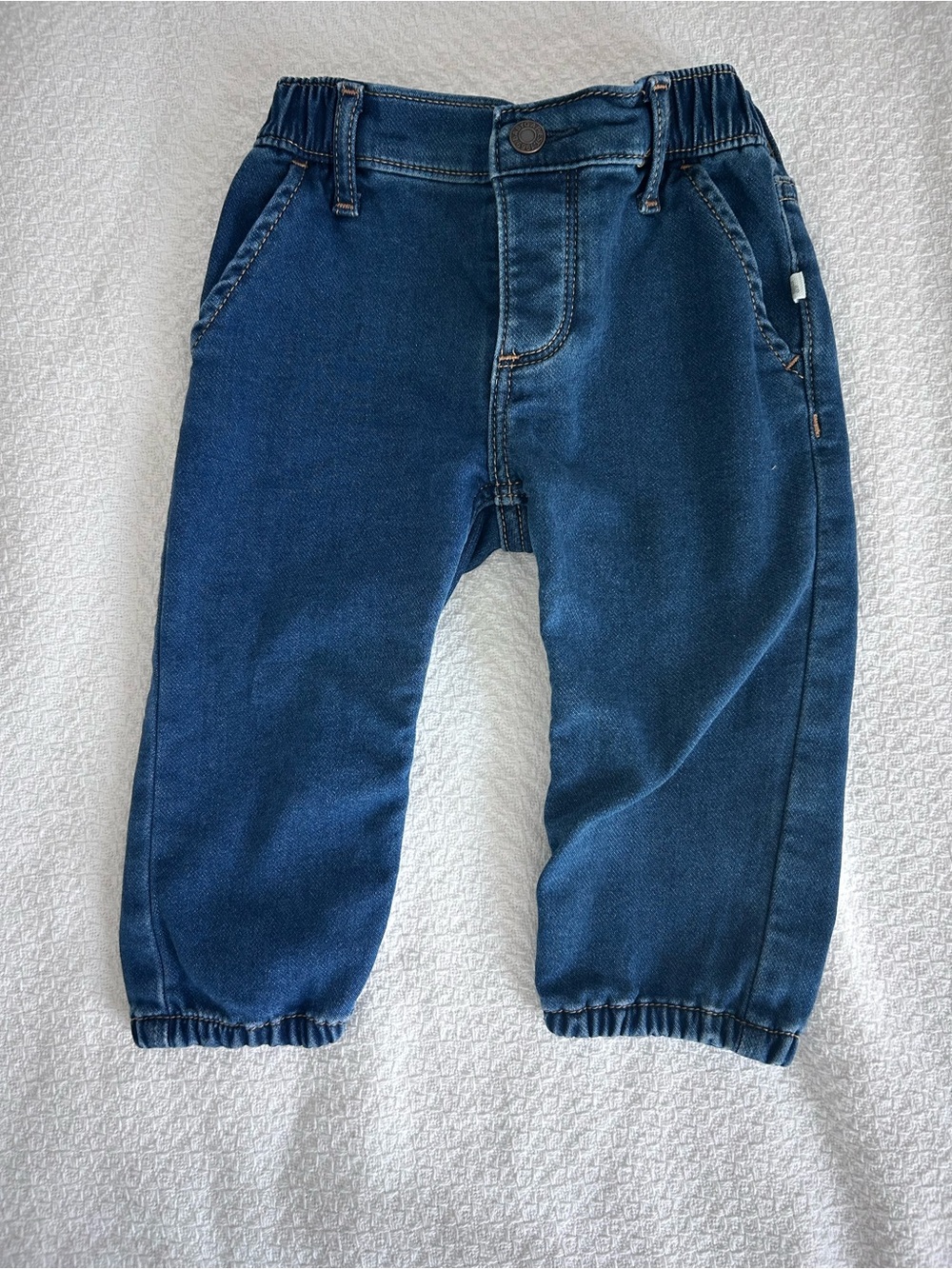 GAP Dark Blue Elastic-Waist Denim Bubble Pants for Kids